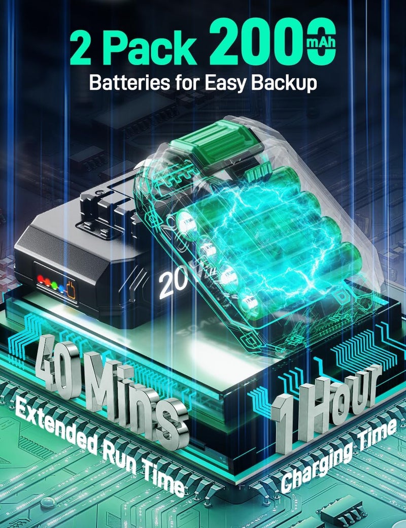 KIMO 20V Cordless Car Buffer Polisher Kit, 25Pcs Polishing Kit, 6 Speeds to 6000RPM / 2*2000mAh Batteries Cordless Polishers, Buffer Polisher for Car Detailing, Scratch Removing, Boat Sanding & Waxing - Image 5